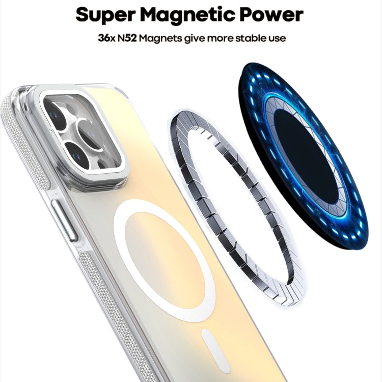 For iPhone 16 Pro MagSafe Gradient Color Lens Film Phone Case with Lens Fold Holder(Purple) - iPhone 16 Pro Cases by PMC TechLife | Online Shopping South Africa | PMC TechLife | Buy Now Pay Later Mobicred