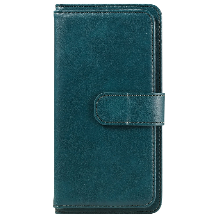 For iPhone 16 Multi-Function Wallet 10 Card Slots Leather Phone Case(Dark Green) - iPhone 16 Cases by PMC TechLife | Online Shopping South Africa | PMC TechLife | Buy Now Pay Later Mobicred