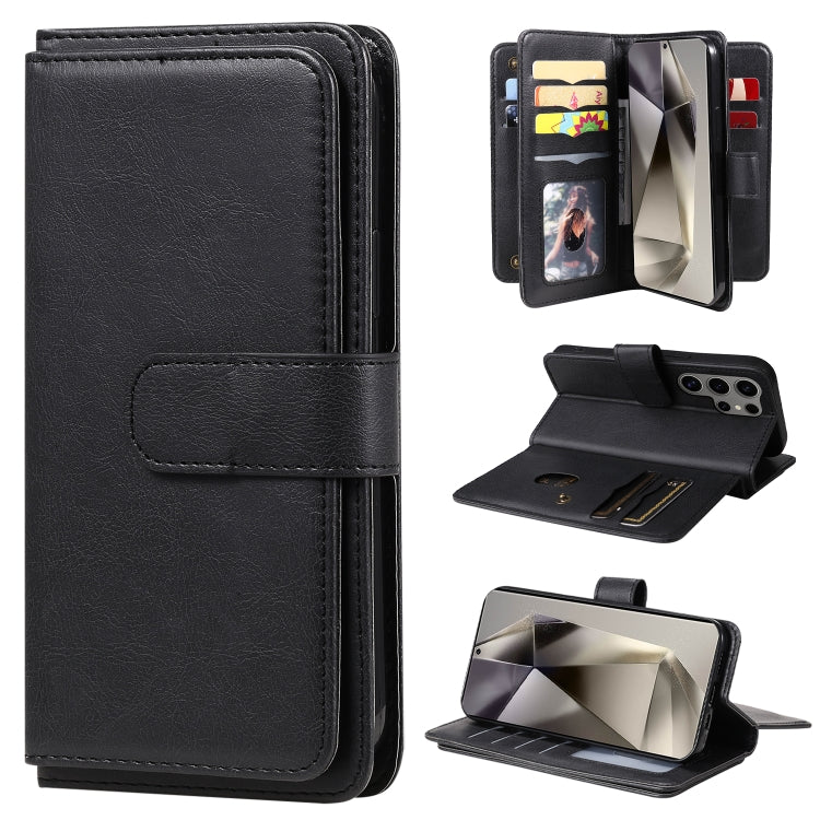 For Samsung Galaxy S25 Ultra 5G Multi-Function Wallet 10 Card Slots Leather Phone Case(Black) - Galaxy S25 Ultra 5G Cases by PMC Jewellery | Online Shopping South Africa | PMC Jewellery | Buy Now Pay Later Mobicred