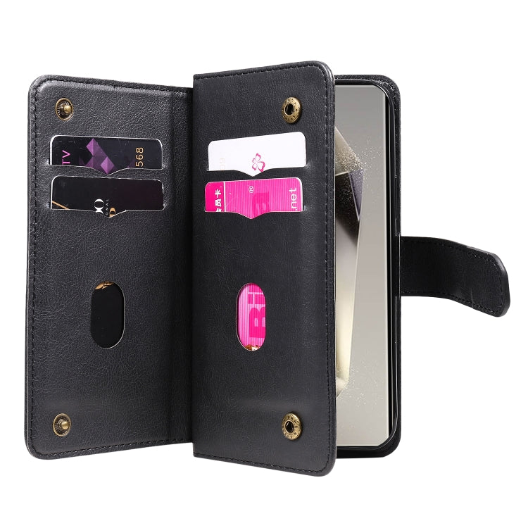 For Samsung Galaxy S25 Ultra 5G Multi-Function Wallet 10 Card Slots Leather Phone Case(Black) - Galaxy S25 Ultra 5G Cases by PMC Jewellery | Online Shopping South Africa | PMC Jewellery | Buy Now Pay Later Mobicred