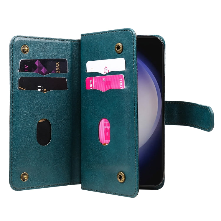 For Samsung Galaxy S25 / S24 5G Multi-Function Wallet 10 Card Slots Leather Phone Case(Dark Green) - Galaxy S25 5G Cases by PMC Jewellery | Online Shopping South Africa | PMC Jewellery | Buy Now Pay Later Mobicred