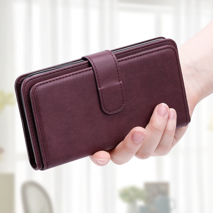For Samsung Galaxy S25+ / S24+ 5G Multi-Function Wallet 10 Card Slots Leather Phone Case(Claret) - Galaxy S25+ 5G Cases by PMC Jewellery | Online Shopping South Africa | PMC Jewellery | Buy Now Pay Later Mobicred