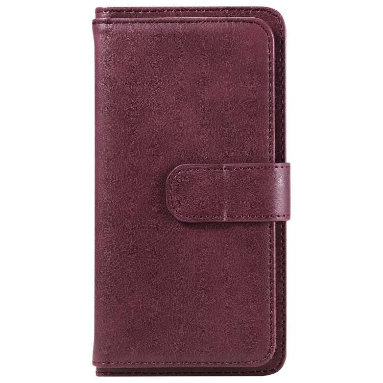 For Samsung Galaxy S25+ / S24+ 5G Multi-Function Wallet 10 Card Slots Leather Phone Case(Claret) - Galaxy S25+ 5G Cases by PMC Jewellery | Online Shopping South Africa | PMC Jewellery | Buy Now Pay Later Mobicred