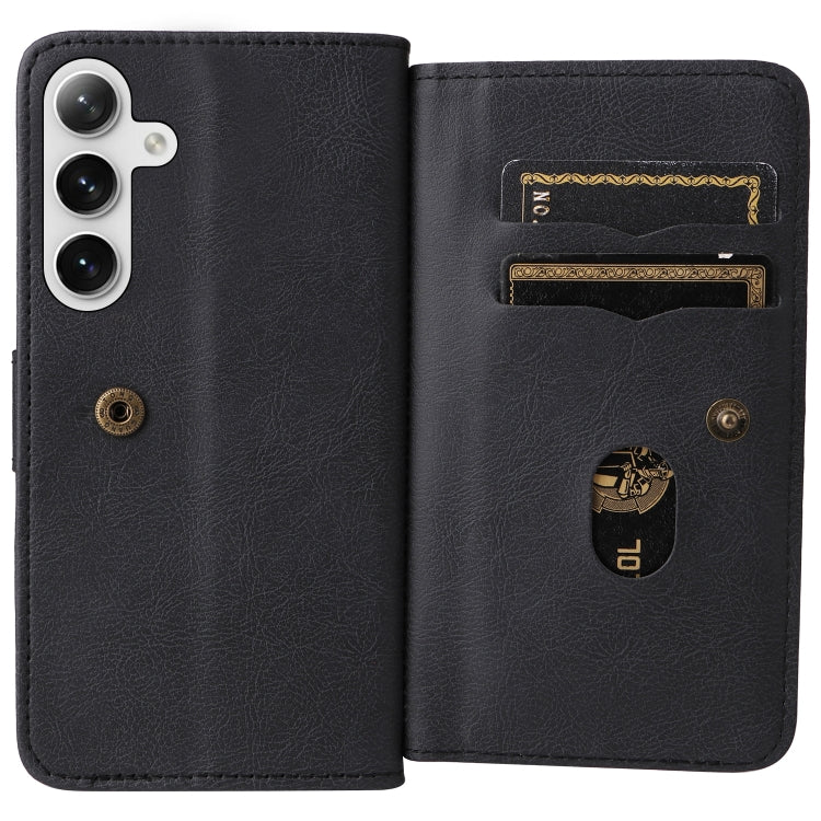 For Samsung Galaxy S25+ / S24+ 5G Multi-Function Wallet 10 Card Slots Leather Phone Case(Black) - Galaxy S25+ 5G Cases by PMC Jewellery | Online Shopping South Africa | PMC Jewellery | Buy Now Pay Later Mobicred