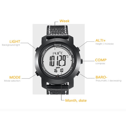 SPOVAN Bravo II Multifunctional Outdoor Sports Compass Watch(Black+White) - LED Digital Watches by SPOVAN | Online Shopping South Africa | PMC Jewellery | Buy Now Pay Later Mobicred