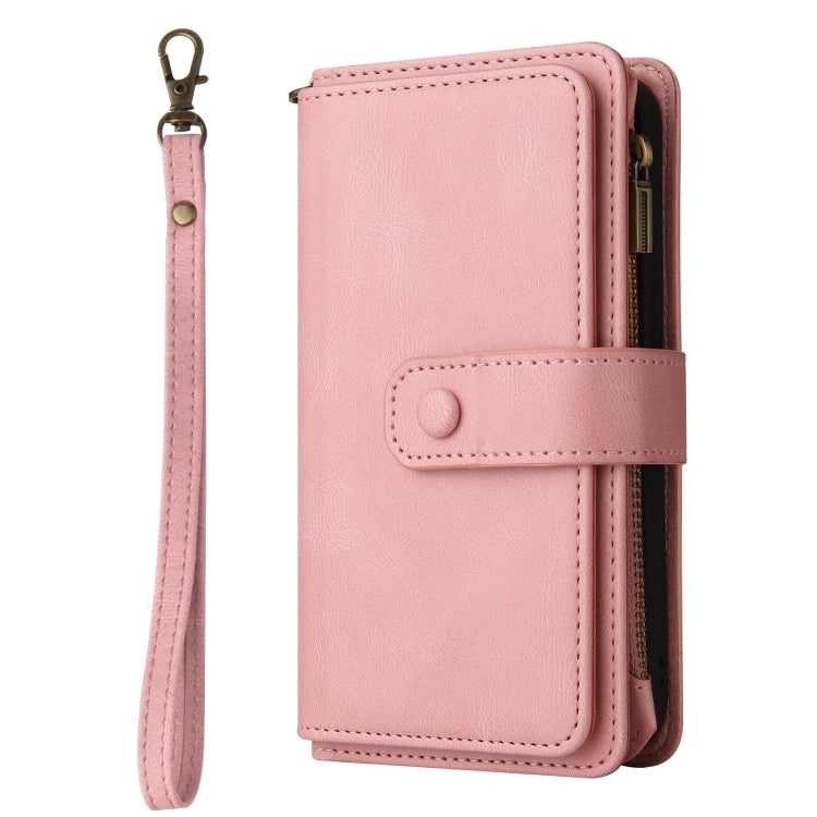 For iPhone 16 Pro Max Skin Feel Multi Card Slots Zipper Wallet Leather Phone Case(Pink) - iPhone 16 Pro Max Cases by PMC TechLife | Online Shopping South Africa | PMC TechLife | Buy Now Pay Later Mobicred