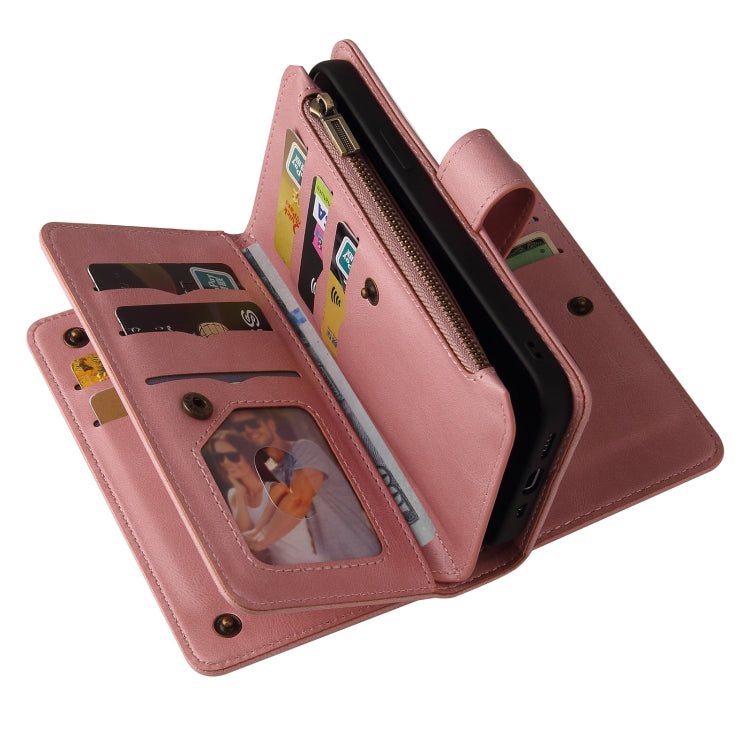For iPhone 16 Plus Skin Feel Multi Card Slots Zipper Wallet Leather Phone Case(Pink) - free shipping - PMC TechLife - Order now!