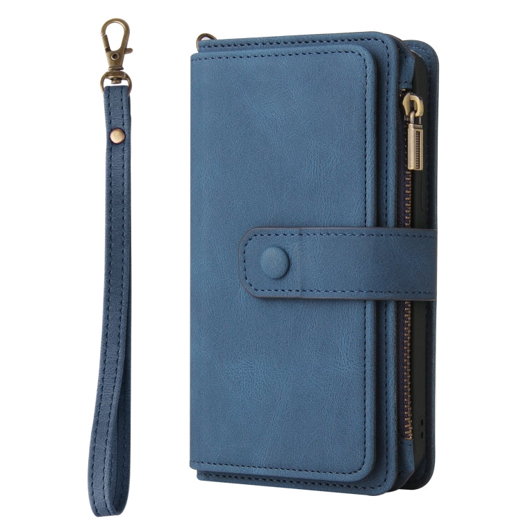 For Honor 200 Skin Feel Multi Card Slots Zipper Wallet Leather Phone Case(Blue) - Honor Cases by PMC TechLife | Online Shopping South Africa | PMC TechLife | Buy Now Pay Later Mobicred