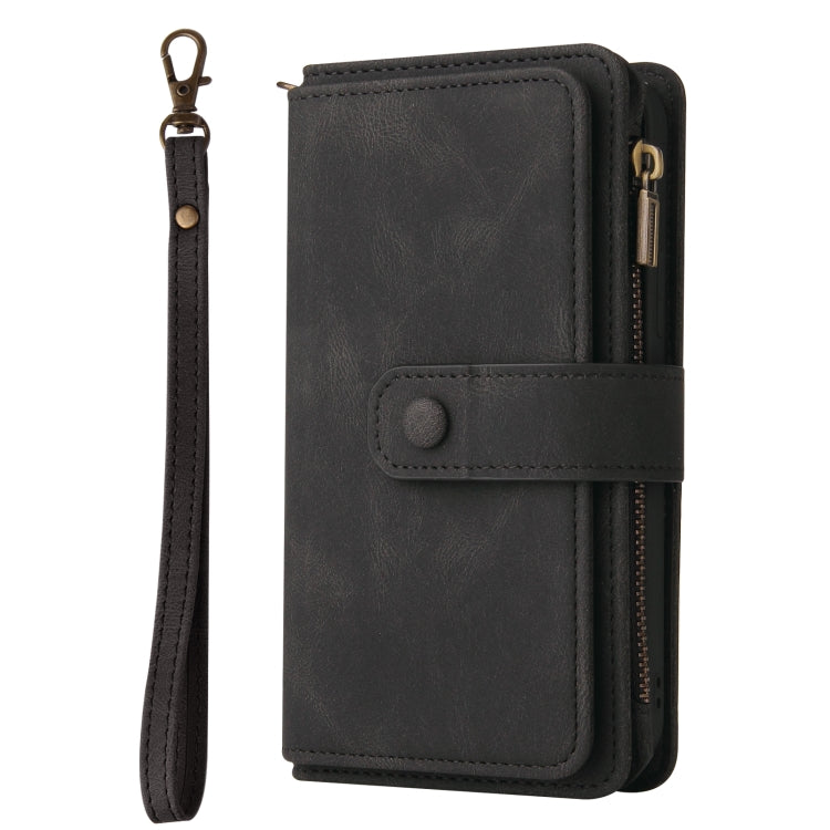 For Honor 200 Pro Skin Feel Multi Card Slots Zipper Wallet Leather Phone Case(Black) - Honor Cases by PMC TechLife | Online Shopping South Africa | PMC TechLife | Buy Now Pay Later Mobicred
