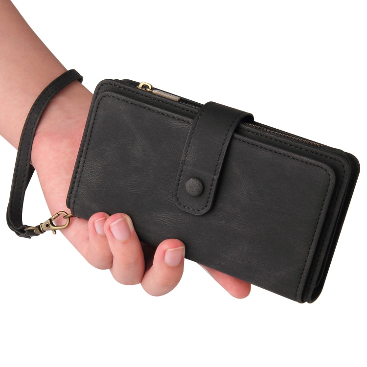 For Honor 200 Pro Skin Feel Multi Card Slots Zipper Wallet Leather Phone Case(Black) - Honor Cases by PMC TechLife | Online Shopping South Africa | PMC TechLife | Buy Now Pay Later Mobicred