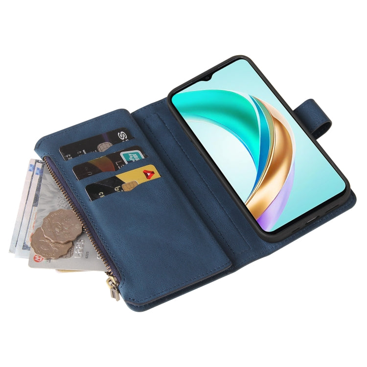 For Honor X6b Skin Feel Multi Card Slots Zipper Wallet Leather Phone Case(Blue) - Honor Cases by PMC TechLife | Online Shopping South Africa | PMC TechLife | Buy Now Pay Later Mobicred