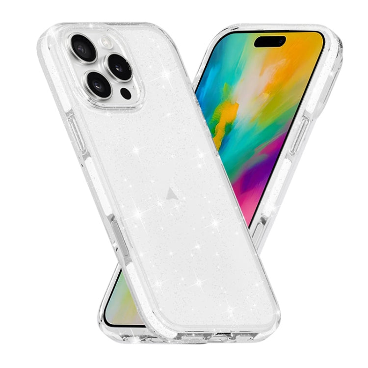 For iPhone 16 Pro Dual Color Clear Glitter TPU + TPE Full Coverage Phone Case(Glitter White) - iPhone 16 Pro Cases by PMC TechLife | Online Shopping South Africa | PMC TechLife | Buy Now Pay Later Mobicred