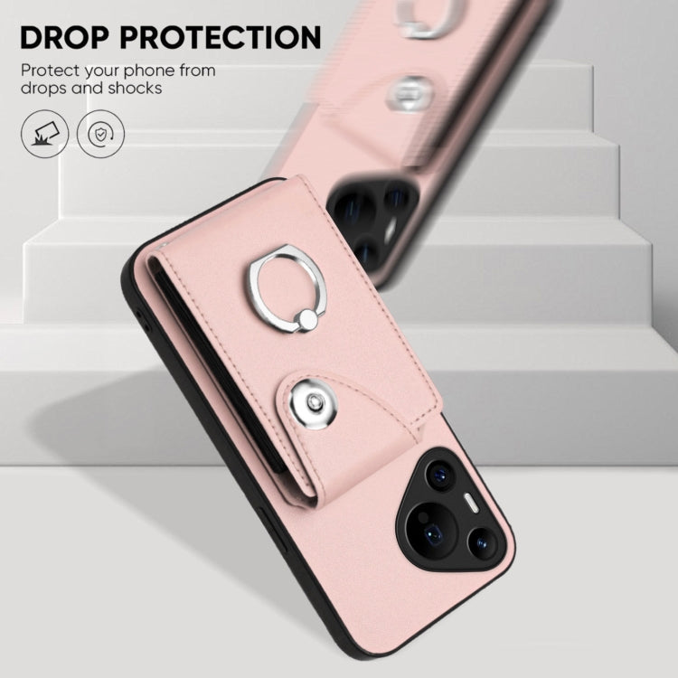 For Huawei Pura 70 Pro / 70 Pro+ Organ Card Bag Ring Holder Phone Case with Long Lanyard(Pink) - Huawei Cases by PMC Jewellery | Online Shopping South Africa | PMC Jewellery | Buy Now Pay Later Mobicred