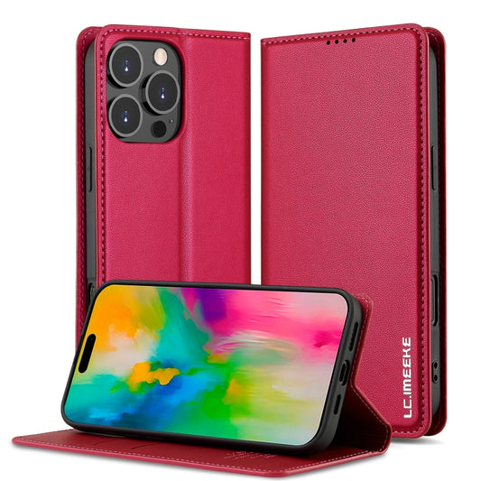 For iPhone 16 Pro LC.IMEEKE L1 Series Frosted Fine Texture PU Phone Case(Red) - iPhone 16 Pro Cases by LC.IMEEKE | Online Shopping South Africa | PMC Jewellery | Buy Now Pay Later Mobicred