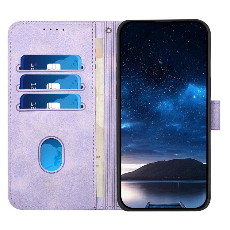 For iPhone 17 Air YX0080 Grid Butterfly Embossed Pattern Flip Leather Phone Case with Lanyard(Light Purple) - free shipping - PMc TechLife - Order now!