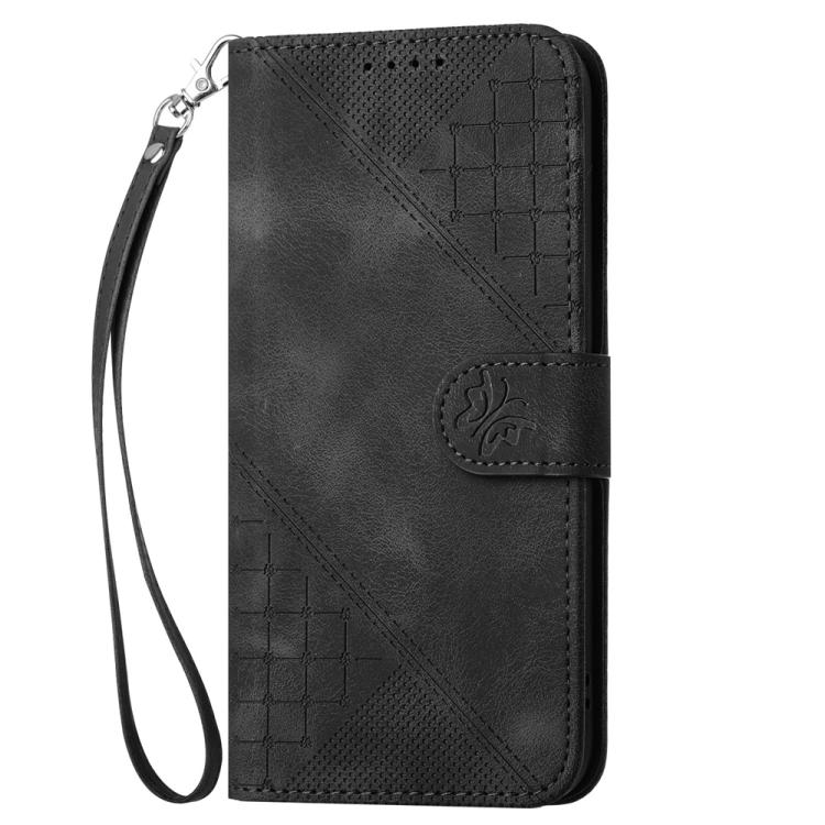 For iPhone 17 Pro YX0080 Grid Butterfly Embossed Pattern Flip Leather Phone Case with Lanyard(Black) - free shipping - PMc TechLife - Order now!