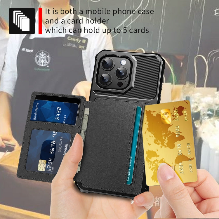 For iPhone 16 Pro Magnetic Wallet Card Bag Leather Phone Case(Black) - iPhone 16 Pro Cases by PMC TechLife | Online Shopping South Africa | PMC TechLife | Buy Now Pay Later Mobicred