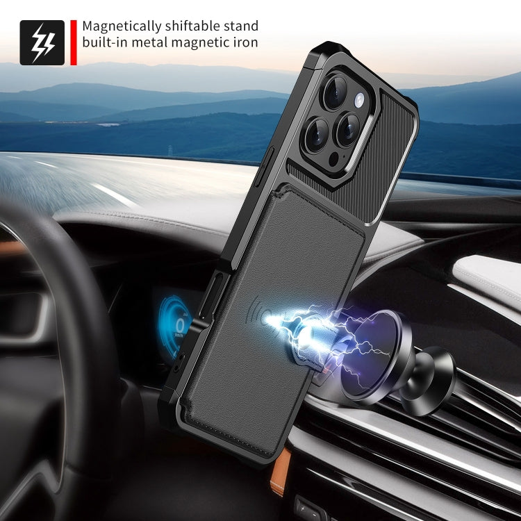 For iPhone 16 Pro Magnetic Wallet Card Bag Leather Phone Case(Black) - iPhone 16 Pro Cases by PMC TechLife | Online Shopping South Africa | PMC TechLife | Buy Now Pay Later Mobicred