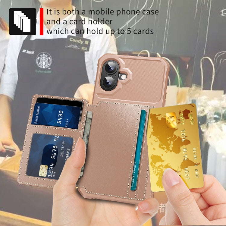 For iPhone 16 Magnetic Wallet Card Bag Leather Phone Case(Rose Gold) - iPhone 16 Cases by PMC TechLife | Online Shopping South Africa | PMC TechLife | Buy Now Pay Later Mobicred