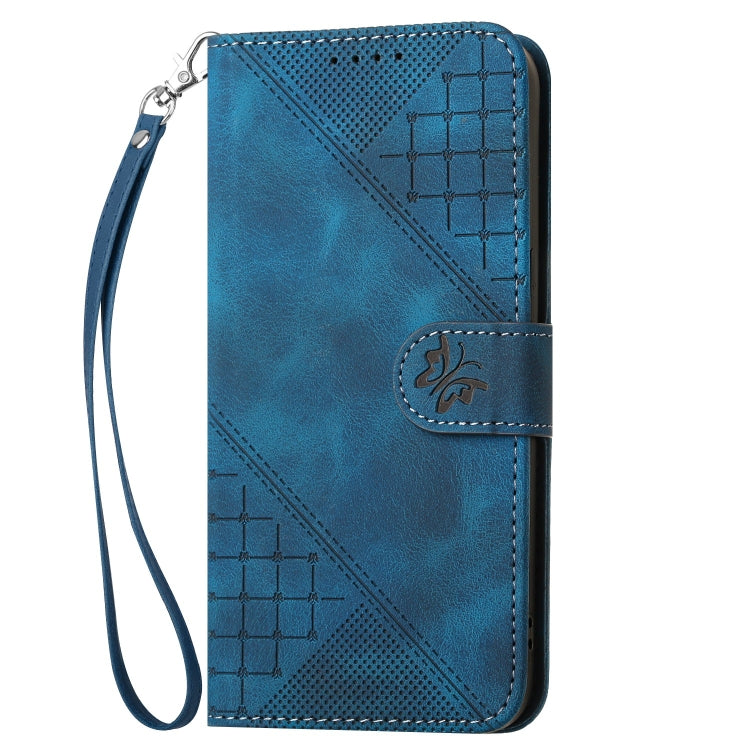 For Google Pixel 9 / 9 Pro YX0080 Grid Butterfly Embossed Pattern Flip Leather Phone Case with Lanyard(Dark Blue) - Google Cases by PMC TechLife | Online Shopping South Africa | PMC TechLife | Buy Now Pay Later Mobicred
