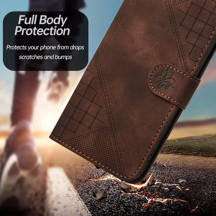 For Google Pixel 9 / 9 Pro YX0080 Grid Butterfly Embossed Pattern Flip Leather Phone Case with Lanyard(Coffee) - Google Cases by PMC TechLife | Online Shopping South Africa | PMC TechLife | Buy Now Pay Later Mobicred