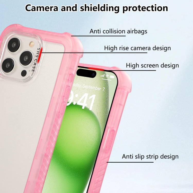 For iPhone 16 Plus Transparent Matte TPU Hybrid PC 3-in-1 Phone Case(Pink) - free shipping - PMC TechLife - Order now!