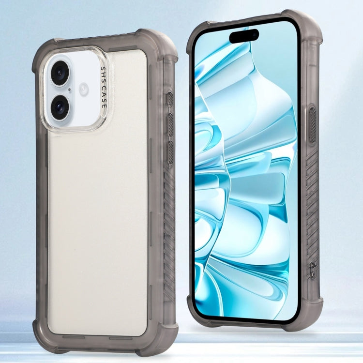 For iPhone 16 Transparent Matte TPU Hybrid PC 3-in-1 Phone Case(Grey) - iPhone 16 Cases by PMC Jewellery | Online Shopping South Africa | PMC Jewellery | Buy Now Pay Later Mobicred