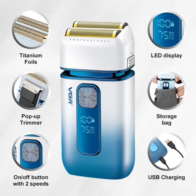 VGR V-362 5W USB Reciprocating Electric Shaver Bald Head Hair Clipper(Sky Blue) - Electric Shavers by VGR | Online Shopping South Africa | PMC Jewellery | Buy Now Pay Later Mobicred