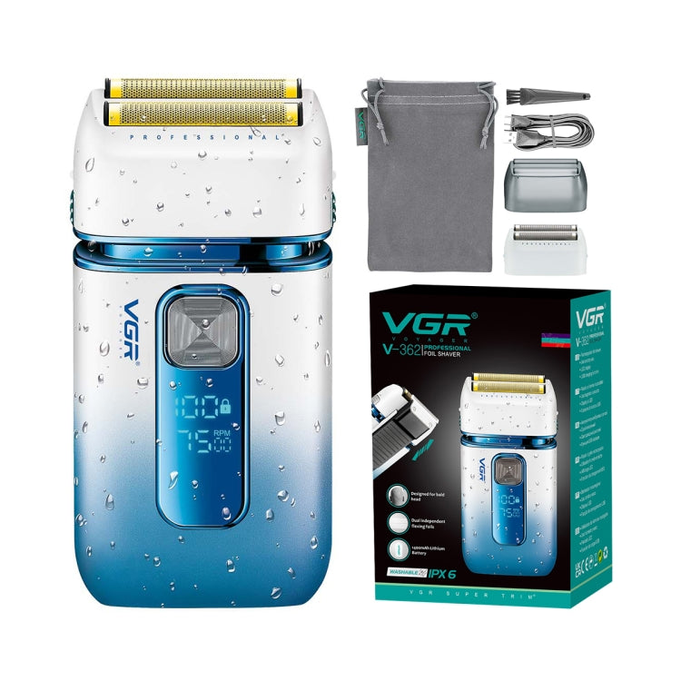 VGR V-362 5W USB Reciprocating Electric Shaver Bald Head Hair Clipper(Sky Blue) - Electric Shavers by VGR | Online Shopping South Africa | PMC Jewellery | Buy Now Pay Later Mobicred