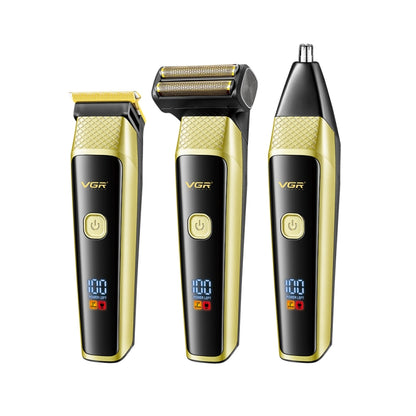 VGR V-366 5W USB 3 in 1 Nose Hair Care LCD Digital Display Electric Shaver(Yellow) - Electric Shavers by VGR | Online Shopping South Africa | PMC Jewellery | Buy Now Pay Later Mobicred