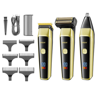 VGR V-366 5W USB 3 in 1 Nose Hair Care LCD Digital Display Electric Shaver(Yellow) - Electric Shavers by VGR | Online Shopping South Africa | PMC Jewellery | Buy Now Pay Later Mobicred