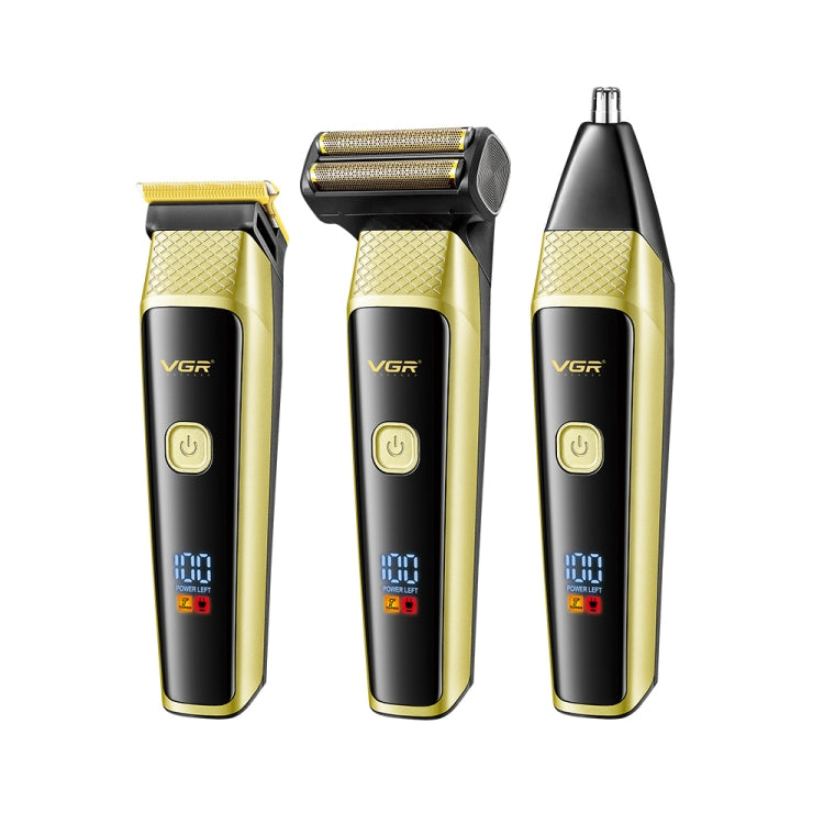 VGR V-366 5W USB 3 in 1 Nose Hair Care LCD Digital Display Electric Shaver(Blue) - Electric Shavers by VGR | Online Shopping South Africa | PMC Jewellery | Buy Now Pay Later Mobicred