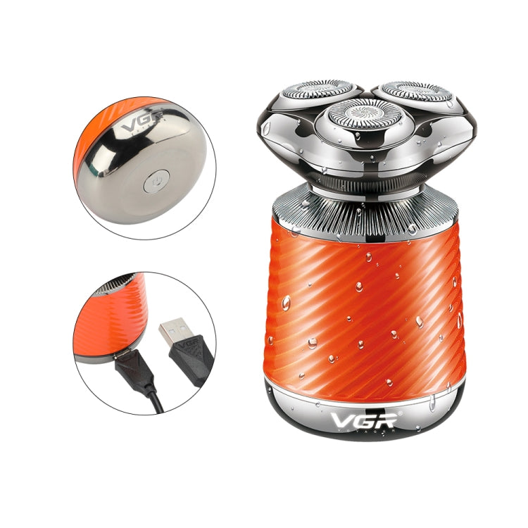 VGR V-391 5W USB 3 in 1 Smart Floating Three-Head Shaver(Orange) - Electric Shavers by VGR | Online Shopping South Africa | PMC Jewellery | Buy Now Pay Later Mobicred