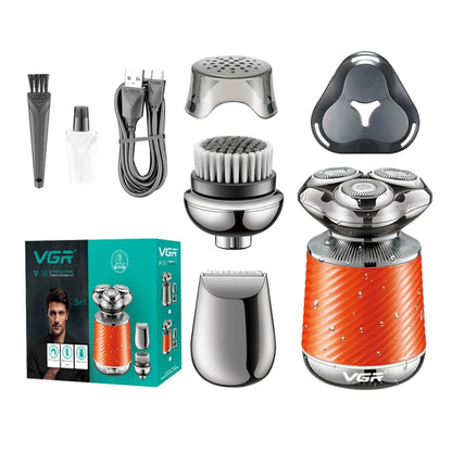 VGR V-391 5W USB 3 in 1 Smart Floating Three-Head Shaver(Orange) - Electric Shavers by VGR | Online Shopping South Africa | PMC Jewellery | Buy Now Pay Later Mobicred