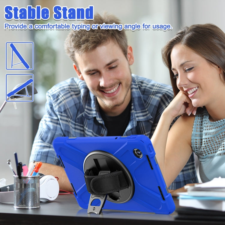For Lenovo Tab M11 /Xiaoxin Pad 11 2024 Rotatable Holder Silicone Hybrid PC Tablet Case with Shoulder Strap(Blue) - free shipping - PMC Jewellery - Order now!