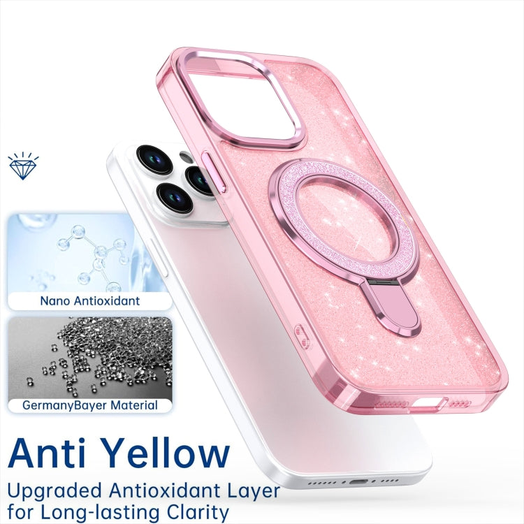 For iPhone 16 Plus Glitter Ring Holder MagSafe Phone Case(Pink) - iPhone 16 Plus Cases by PMC TechLife | Online Shopping South Africa | PMC TechLife | Buy Now Pay Later Mobicred