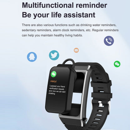 A8 1.98 inch 2 in 1 Bluetooth Earphone Silicone Strap Smart Watch, Support ECG / NFC(Black) - Smart Watches by PMC Jewellery | Online Shopping South Africa | PMC Jewellery | Buy Now Pay Later Mobicred