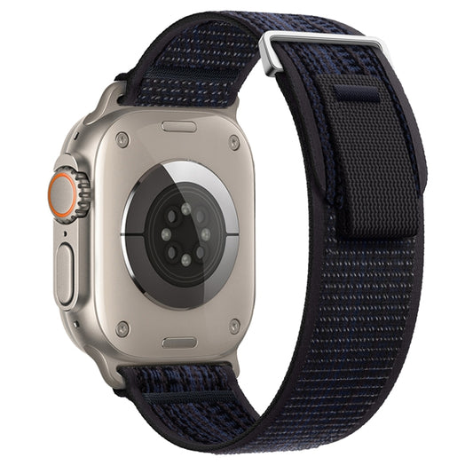 For Apple Watch Ultra 2 49mm Dual-Section Loop Nylon Watch Band(Black Blue) - Watch Bands by PMC Jewellery | Online Shopping South Africa | PMC Jewellery | Buy Now Pay Later Mobicred