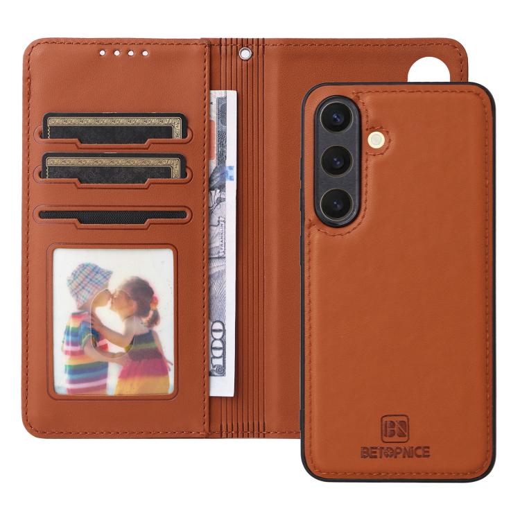 For Samsung Galaxy S25 5G BETOPNICE BN-005 2 in 1 Detachable Imitate Genuine Leather Phone Case(Brown) - Galaxy S25 5G Cases by BETOPNICE | Online Shopping South Africa | PMC Jewellery | Buy Now Pay Later Mobicred