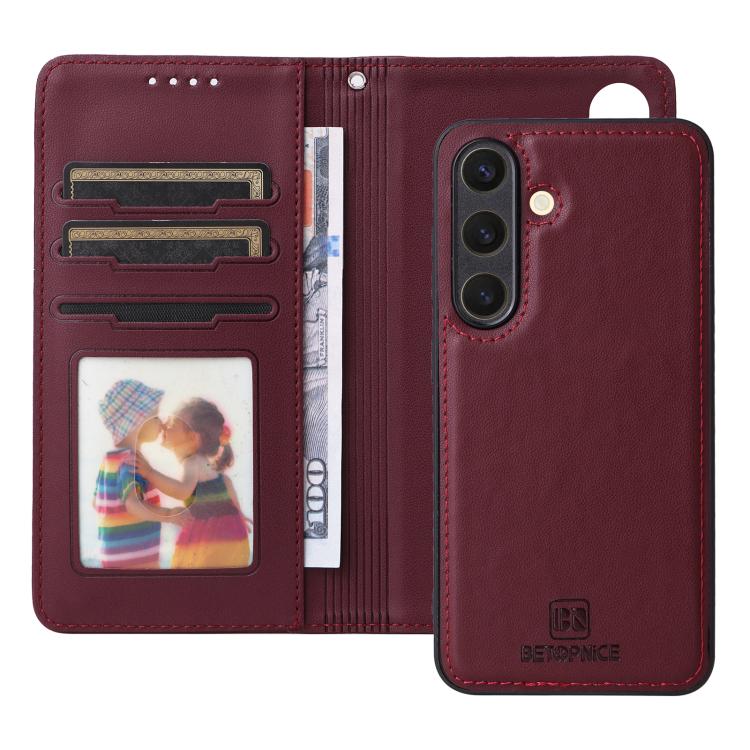 For Samsung Galaxy S25 5G BETOPNICE BN-005 2 in 1 Detachable Imitate Genuine Leather Phone Case(Wine Red) - Galaxy S25 5G Cases by BETOPNICE | Online Shopping South Africa | PMC Jewellery | Buy Now Pay Later Mobicred