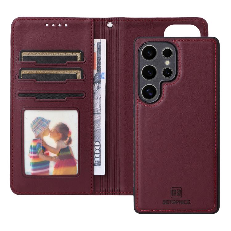 For Samsung Galaxy S25 Ultra 5G BETOPNICE BN-005 2 in 1 Detachable Imitate Genuine Leather Phone Case(Wine Red) - Galaxy S25 Ultra 5G Cases by BETOPNICE | Online Shopping South Africa | PMC Jewellery | Buy Now Pay Later Mobicred