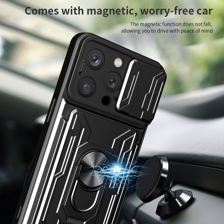 For iPhone 16 Pro Sliding Camshield TPU+PC Phone Case with Card Slot(White) - free shipping - PMC TechLife - Order now!