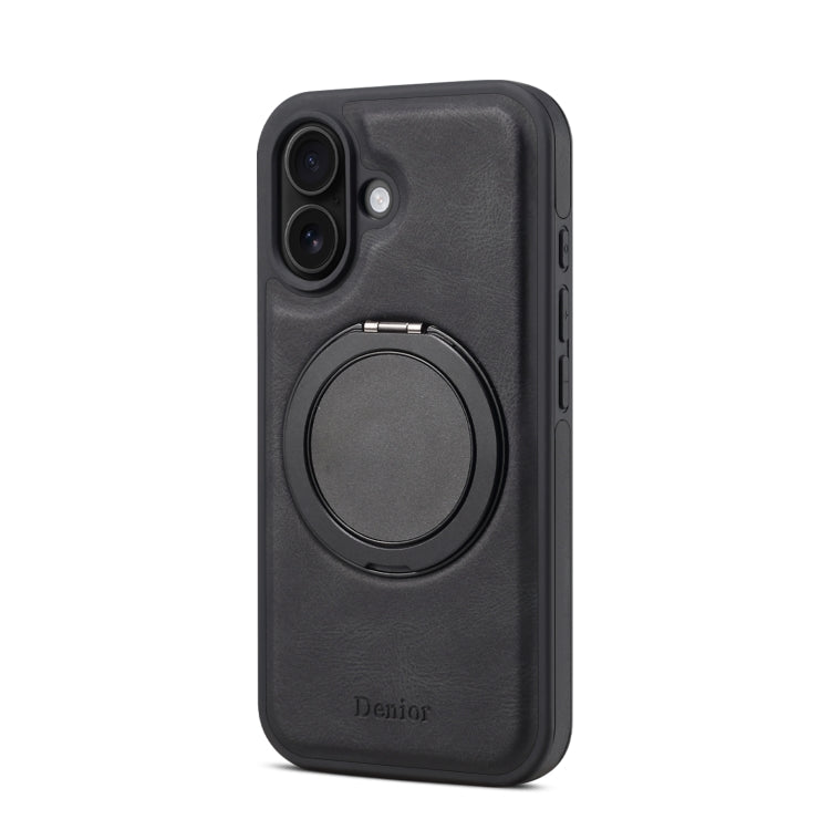 For iPhone 16 Denior A14 Skin Feel Rotating Holder MagSafe Phone Case(Black) - iPhone 16 Cases by Denior | Online Shopping South Africa | PMC Jewellery | Buy Now Pay Later Mobicred