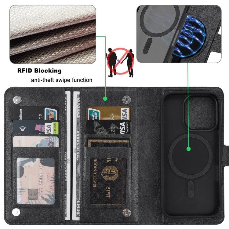 For iPhone 16 Pro ViLi GVA Series MagSafe Magnetic RFID Leather Phone Case(Black) - iPhone 16 Pro Cases by ViLi | Online Shopping South Africa | PMC Jewellery | Buy Now Pay Later Mobicred