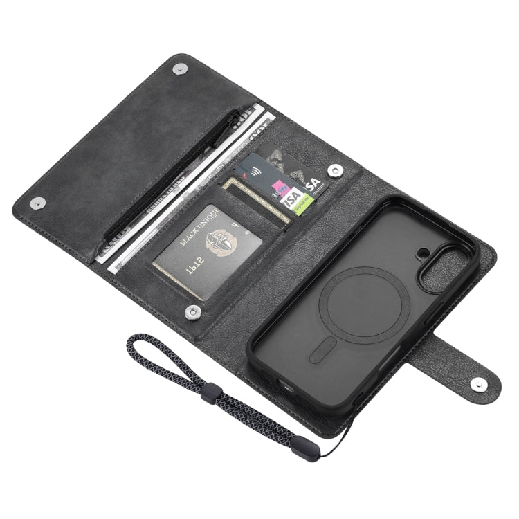 For iPhone 16 Plus ViLi GVS Series MagSafe Magnetic RFID Leather Phone Case(Black) - iPhone 16 Plus Cases by ViLi | Online Shopping South Africa | PMC TechLife | Buy Now Pay Later Mobicred