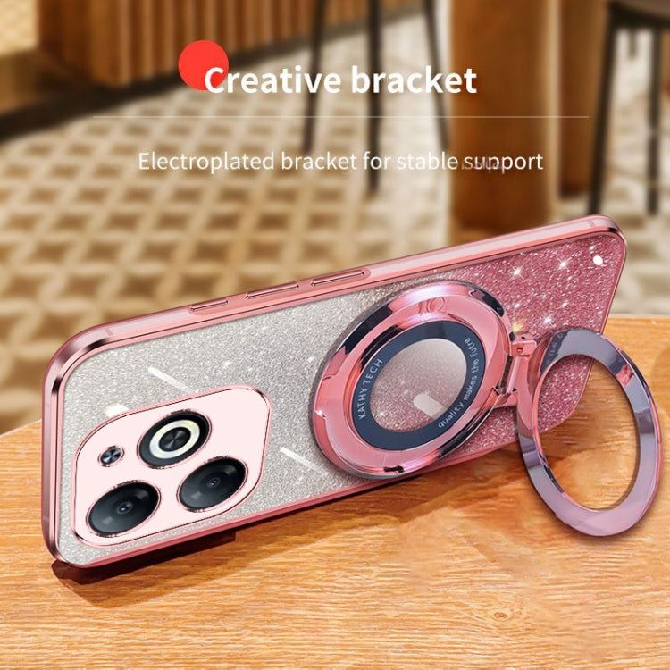 For Tecno Spark Go 2024 Plated Gradient Glitter Round Holder TPU Phone Case(Pink) - Tecno Cases by PMC Jewellery | Online Shopping South Africa | PMC Jewellery | Buy Now Pay Later Mobicred