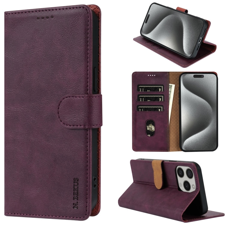 For iPhone 16 Pro Max N.BEKUS CSJ-P1 Solid Color Leather Phone Case(Wine Red) - iPhone 16 Pro Max Cases by N.BEKUS | Online Shopping South Africa | PMC TechLife | Buy Now Pay Later Mobicred