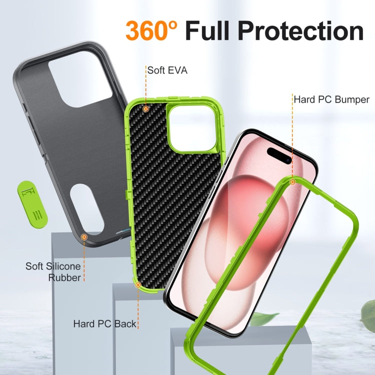 For iPhone 16 Pro Rugged PC + Silicone Phone Case with Holder(Grey+Fresh Green) - iPhone 16 Pro Cases by PMC TechLife | Online Shopping South Africa | PMC TechLife | Buy Now Pay Later Mobicred