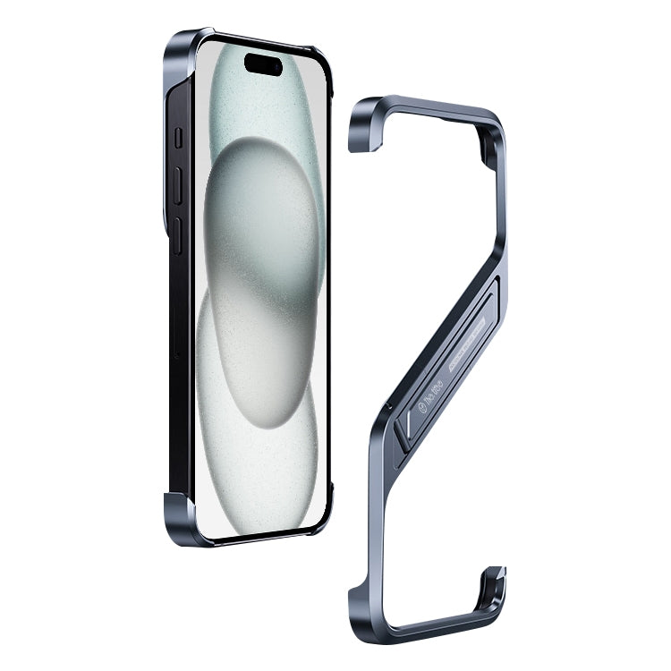 For iPhone 15 S-shaped Stand Frameless Metal Phone Case(Grey) - iPhone 15 Cases by PMC Jewellery | Online Shopping South Africa | PMC Jewellery | Buy Now Pay Later Mobicred