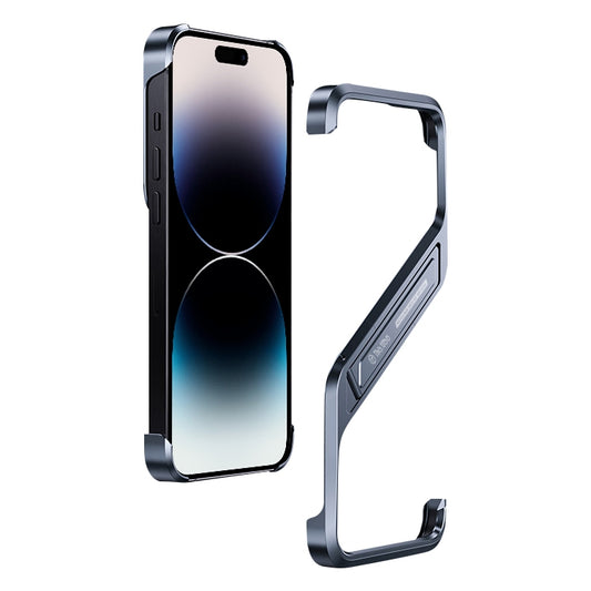 For iPhone 14 Pro S-shaped Stand Frameless Metal Phone Case(Grey) - iPhone 14 Pro Cases by PMC Jewellery | Online Shopping South Africa | PMC Jewellery | Buy Now Pay Later Mobicred